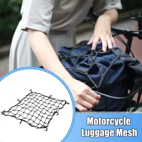 Automall Tech 734301853996 50x50 Cm Motorcycle Cargo Net Luggage Thicken Netting With Hook For Atv Black