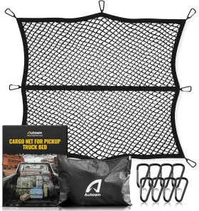 Hecn42 Autown Cargo Net For Pickup Truck Bed - Stretchable 4ftx4ft To Single Layer Black