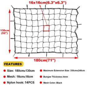 11v06707-1813efus Autoxbert 52 X 71ftftheavy Duty Large Cargo Net Latex Mesh For Truck Bed Trailer Roof Rack #2