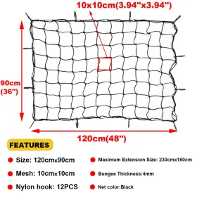 48ftftx36ftftheavy Autoxbert 11v06708-1209efus Duty Large Cargo Net Latex Mesh For Truck Bed Trailer Roof Rack #2