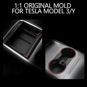 100-01-0006 Azgaea Center Console Organizer 5pcs For Tesla Model Y 2021-2024 2025 3 Black #2