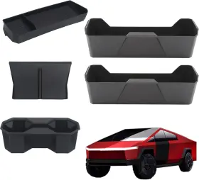 100-01-0012 Azgaea Center Console Storage Box Organizer 5 Pcs For 2024-2025 Tesla Black