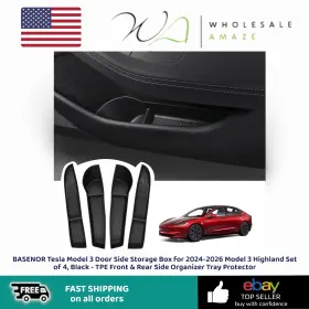 Ca366 Basenor Tesla Model 3 Door Side Storage Box For 2024-2026 Highland Set 4