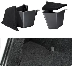 Ca427 Basenor Trunk Storage Bins With Carpeted Lid For Tesla Model Y 2025-26 Side Organizer