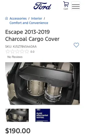 1eqpk0 Bfo Trunk Cargo Cover Luggage For Ford Escape Security Shade Shield 2013-2019