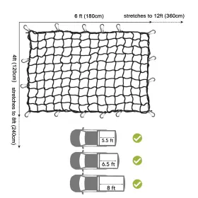 Big Ant 696629777739 Cargo Net 4ft X 6ft Bungee For Pickup Truck Bed Stretches To #2