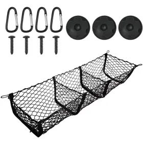 Mg-bz718 Buygoo 3 Pocket Cargo Net Trunk Bed Organizer Black Mesh Storage With 4 M