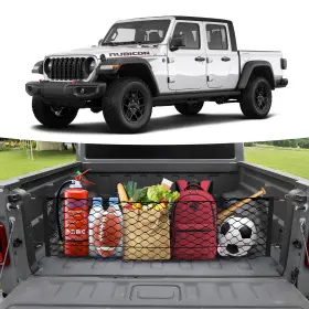 Can000328 Canvcle Jeep Gladiator Trunk Cargo Net Organizer Stretchable Elastic Mesh Accessory