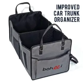 Ce-auto-trnk-orgzr-blk-001 Car Essentials Trunk Cargo Organizer Folding Collapsible Caddy Storage Bag Bin Truck Suv