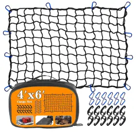Net-4 Cenipar 6 4 X6 Truck Cargo Net Expands To 8ft X 12ft With Inch X4 Mesh Grid Super Duty Bungee
