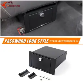 025052017fqw125 Cherocar Metal Locking Under Seat Safe Box Security Storage For Jeep Wrangler Jk Jl 2007