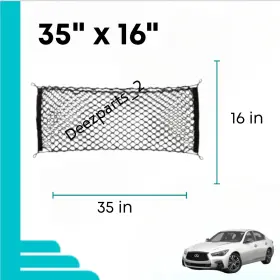 Deezparts 2 Q50 2.0t 35 Inch X 16 Double Layer Trunk Cargo Net For Infiniti Hybrid 2014-24 Envelope