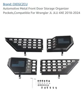 Hxy-60993 Diamooky 2018-2025 Jeep Wrangler Jl Jlu Storage Pocket Organizer Black Front Door Us Flag