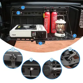 19708 Dxgtoza Tailgate Table Rear Foldable Storage Cargo Rack Shelf Molle Panel Fo #3