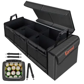 Earond 750948680351 Car Trunk Organizer With Portable Leakproof Cooler Bag Foldable Cover Adjusta