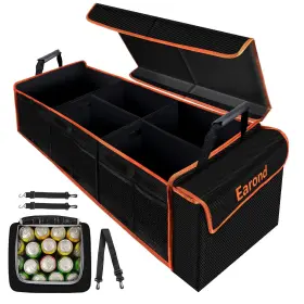 Earond 770807335550 Large Trunk Organizer With Cooler 3 Compartments Suv Cargo Portab