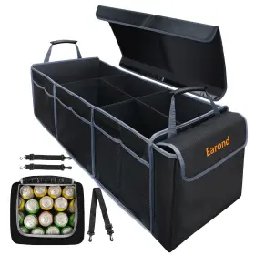 Ea-to-202302 Earond Collapsible Trunk Organizer With Insulated Cooler Bag 3 Compartments