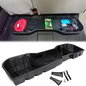 At-26 Ecotric Under Seat Storage Box Compatible With Crew Cab 2007-2019 1pcs Black
