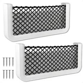 Five Oceans 810033309779 Boat Storage Net 2pack White Frame Black Elastic 97/8 Inch X 41/2 Organizer