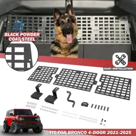 C1122 Flexmotor Heavy-duty Divider Pet Barrier And Molle Storage For 2021-2025 Ford Bronco 4-door