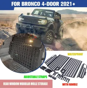 C1382v04 Flexmotor Rear Window Interior Shelf Storage Molle Panel For Ford Bronco 4-door 2021-2025