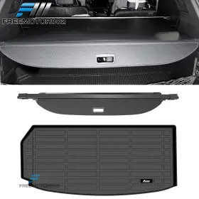 Fz-5-tc-cvtra24-bkcf Freemotor802 198073554480 Fits 24-26 Traverse Acadia Enclave Carbon Fiber Texture Cargo Cover Trunk Mat