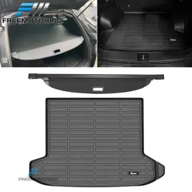 Fz-5-tc-hytuc22-bkcf Freemotor802 198073554558 Fits 22-26 Hyundai Tucson Carbon Fiber Texture Cargo Cover 3d Tpe Trunk Mat