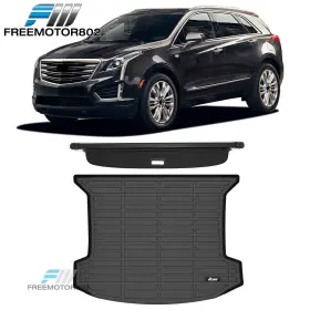Fz-5-tc-cxt517-bkcf Freemotor802 198073566636 Fits 2017-2025 Cadillac Xt5 Carbon Fiber Texture Cargo Cover 3d Tpe Trunk Mat