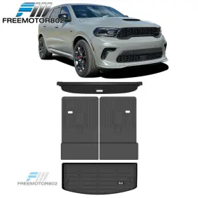 Fz-5-tc-ddur11be-bkcf Freemotor802 198073566650 Fits 16-25 Dodge Durango Retractable Cargo Cover 3d Tpe Backrest Trunk Mats