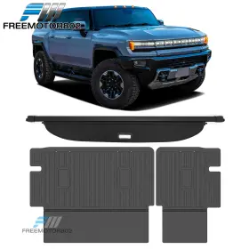 Fz-5-tc-humev24-bkcf Freemotor802 198073566728 Fits 2024-2026 Gmc Hummer Ev Suv Carbon Fiber Texture Cargo Cover Backrest Mat