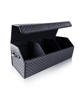 S006 Fyzeoty Large Suv Trunk Organizer - Leather Magnetic Lid Collapsible Car Storage