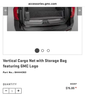 8444463 Gmc Yukon Rear Cargo Storage Net Black Elastic Zipper Bag Logo