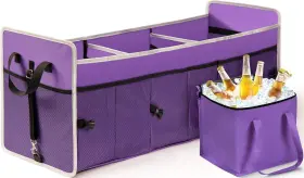 Gpja005-torganizer-1purple-3c Gpusfak Car Trunk Organizer With Individual Cooler Bag - 3 Compartments Organiz