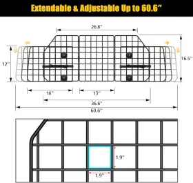 Gtongoko 736542899771 Dog Car Barriers For Suvs Vehicles Cars And Trucks Upgraded Black #3