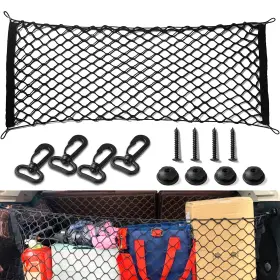 Qp7082 Haobo Car Rear Cargo Net Trunk Storage With Hooks Elastic M