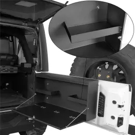 Mmr.20086 Hooke Road Black Foldable Tailgate Table Storage Lockable Box Fit 2015-18 Jeep Wrangler Jk #2