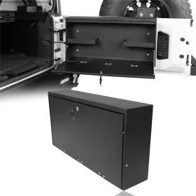 Mmr.20086 Hooke Road Black Foldable Tailgate Table Storage Lockable Box Fit 2015-18 Jeep Wrangler Jk