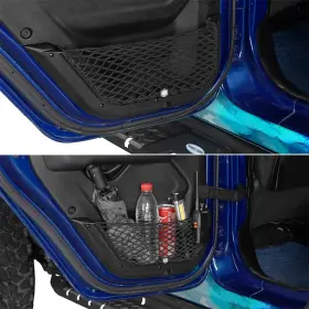 Mmr.30047 Hooke Road Pair Rear Door Pocket Side Storage Mesh Net For 2018-2025 Jeep Wrangler Jl Jt