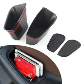Hukyu 612047798231 2pcs Car Rear Door Handle Armrest Storage Box Tray Bin Kit For Audi Q5 2009-2016