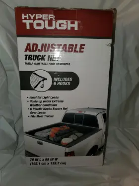 Hyper Tough 805089555690 Adjustable Truck Net New 78 Inch X 55 Includes 6 Hooks