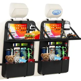 Car-01 Kaicross Car Backseat Organizer 2 Pack Table Holder Storage Pockets 600d Oxford