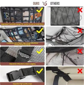 Kaskawise 784112393822 Car Ceiling Cargo Net Pocket Storage 29.5x19.7 Inch Adjustable Dbuckle To Reduce #2