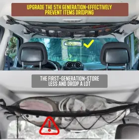 Kaskawise 784112393822 Car Ceiling Cargo Net Pocket Storage 29.5x19.7 Inch Adjustable Dbuckle To Reduce #3