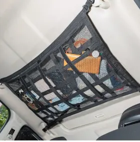 Kaskawise 784112393822 Car Ceiling Cargo Net Pocket Storage 29.5x19.7 Inch Adjustable Dbuckle To Reduce