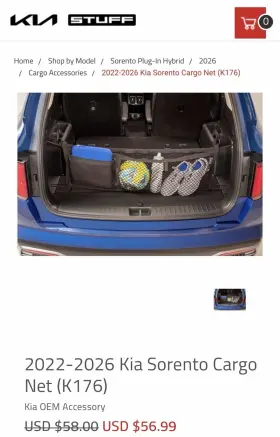 Kia 748887865991 Nylon Cargo Net For 2021-2026 Sorento - Organize Your Trunk Effortlessly