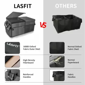 Lf-21001 Lasfit Trunk Organizer Collapsible Car Cargo Storage Box Foldable Bin Multi-compartment #2