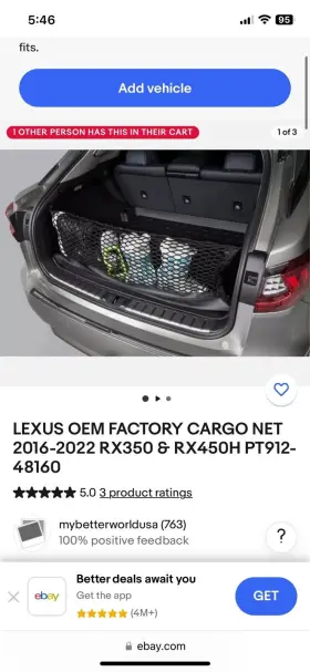 91248160 Lexus Oem Factory Cargo Net For Rx 350 350l 450h 450l 2010-2022
