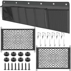 Net-5370 Lounsweer 3 Pcs Rv Accessories 2 Small Cargo Net Pocket Storage Mesh With 14 Mo