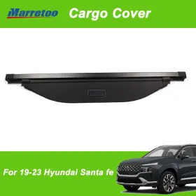Marretoopart 19 Santa-fe-cargo-cover Cargo Cover For 19-23 Hyundai Santa Fe Retractable Rear Trunk Shade Accessory