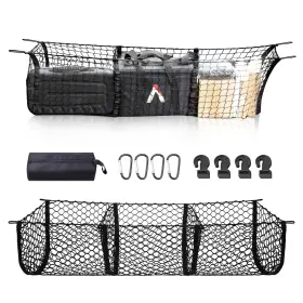 Mic-00-086 Mictuning 3 Pocket Rear Mesh Storage Cargo Net Trunk Bed Organizer For Toyota Tacoma Trd